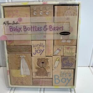 The Paper Studios Baby Bottles & Bears Stamp Set Card Making
